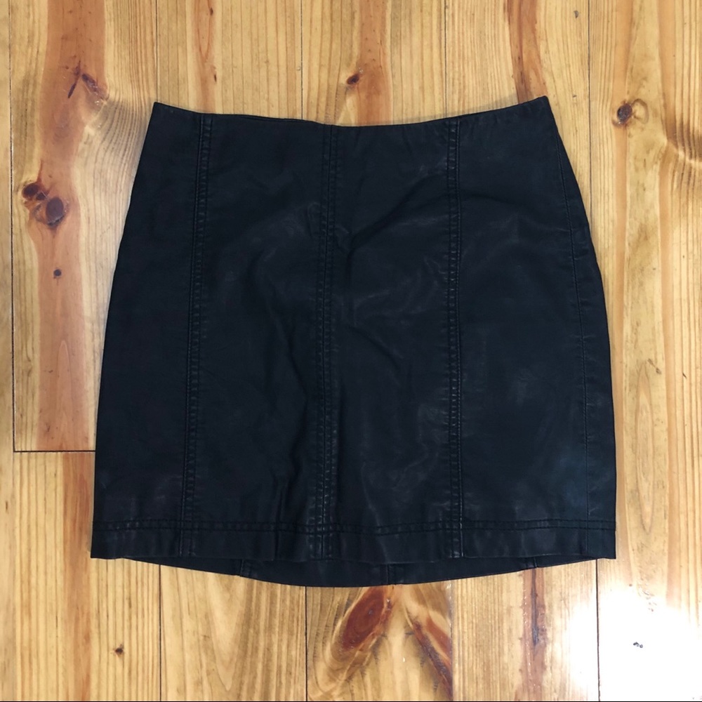Free people faux leather black mini skirt